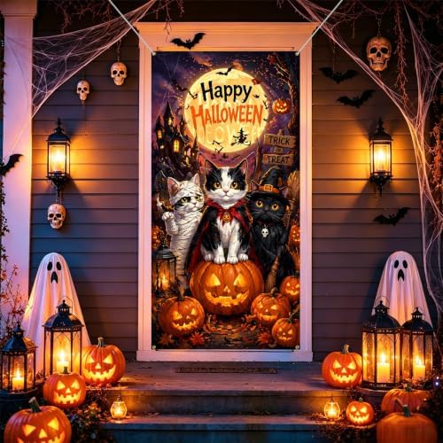 Halloween Door Cover, Fabric Front Door Porch Sign for Halloween Party - Image 6