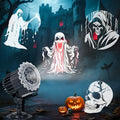 Christmas Projector Lights Outdoor, 3D Halloween Dynamic Rotating Skull Ghost Skeleton Decorations Indoor,Waterproof Holiday Light for Window,2025 Latest Terror Atmosphere Maker for Door,Garage by Avokadol