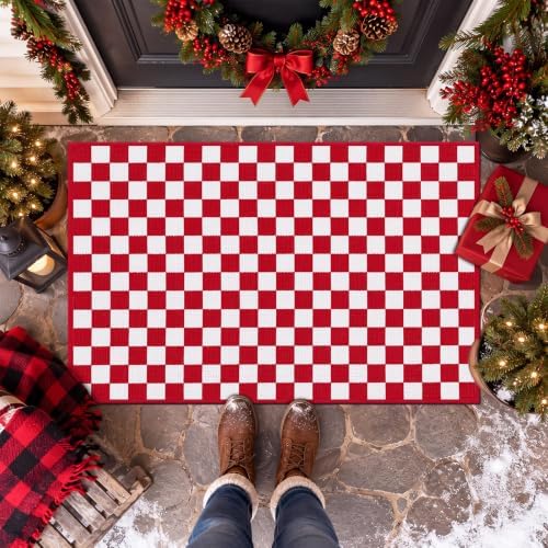 Duraaamo Red White Stripe Runner Rug 2' x 3' for Christmas Outdoor Decor - Image 4