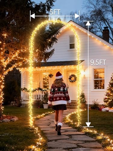 Christmas Decoration Outdoor Arch Lights - 9.5FT 460LED Warm White - Image 4