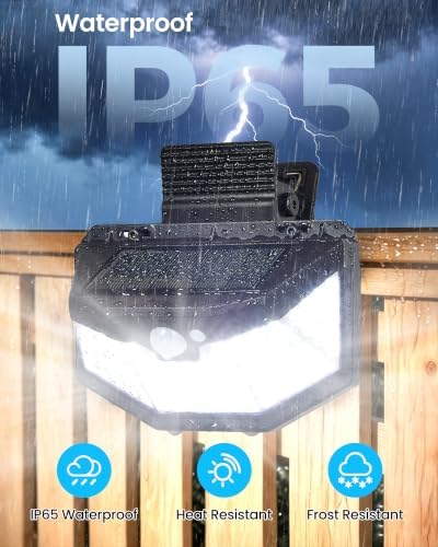 800LM Clip On Solar Lights Outdoor, 270° Wide Angle Motion Sensor Outdoor Lights with 115 LEDs & 3 Modes, IP65 Waterproof Solar Fence Lights Outdoor for Deck, Gutter, Patio, Backyard, Railing 1Pack - Image 6
