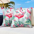 Pyonic Waterproof Outdoor Pillow Covers 18x18 inch Tropical Plant and Flamingo Throw Pillow Covers for Summer Patio Furniture Garden Porch Pool Decor by PyonicThrowPillowCovers