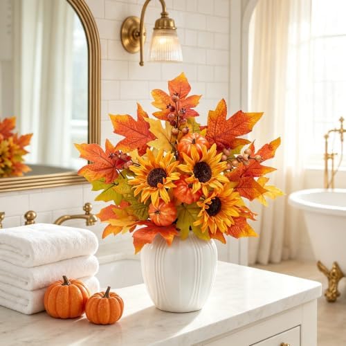 Fall Flowers Artificial for Decorations, Sunflower Pumpkin Faux Flowers - Image 7