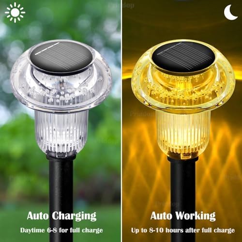 Priddop 8 Pack Solar Garden Lights Outdoor Waterproof 3000K Warm White LED - Image 2