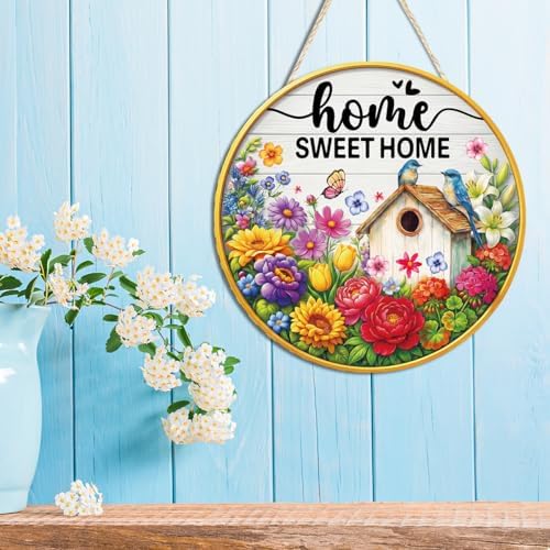 Home Sweet Home Floral Wooden Welcome Door Sign Wall Decor - Image 7