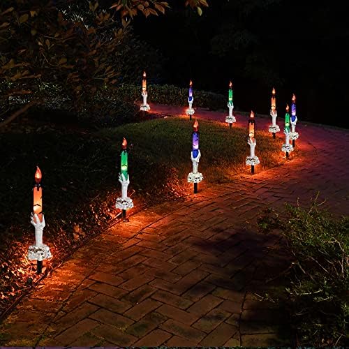 Dazzle Bright Halloween Decorations, 5 Pack Lighted Battery Operated Skeleton Hands Hold Candle with Stakes, Pathway Decor for Indoor Outdoor Party Home Garden - Image 3