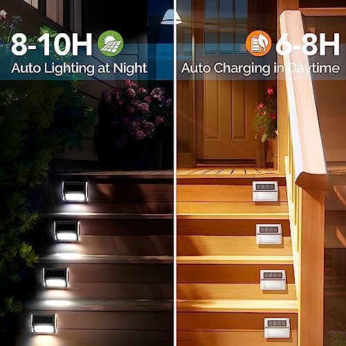 GIGALUMI 12 Pack Solar Fence Lights Outdoor, Waterproof LED, Cold White - Image 3