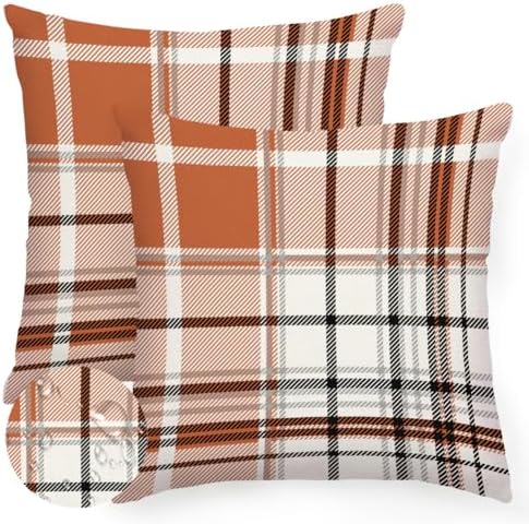 RABUSOFA Fall Pillow Covers 18x18 Tartan Plaid Fall Decorations for Home by RABUSOFA