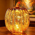Fall Decorations for Home,Mercury Glass Pumpkin Lights with Timer(Gold) by CFDECORCandlesandHolders