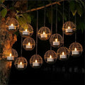 Large Solar Lights Outdoor Hanging Lanterns 12 Pack, Rustic Iron 4.3" Ball Solar Tea Lights with Flickering Flame Candle, Waterproof Hanging Lights for Backyard Patio Garden Fence Tree Pergola Décor by PARTPHONER