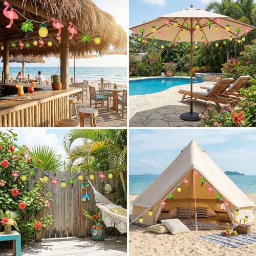 12FT 20LED Summer Hawaiian Themed Party Decorations Lights - LED Tropical Hawaiian String Lights Flamingo Pineapple Palm Tree Lights Waterproof for Summer Tropical Pool Beach Luau Party Decorations - Image 5