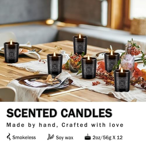 12-Pack Scented Candles Gift Set, 2oz Soy Wax Aromatherapy Candles with 6 Assorted Fragrances, Hand Poured Natural Essential Oil Jar Candles for Home Office Yoga Decor, Birthday Christmas Mother's Day - Image 5
