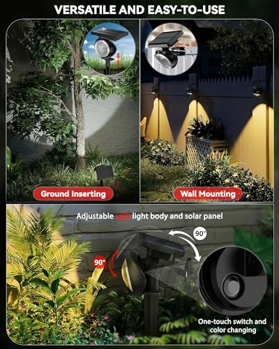Focusing Solar Spot Lights Outdoor Waterproof, RGB+3CCT Tree Uplights 8Pack - Image 6