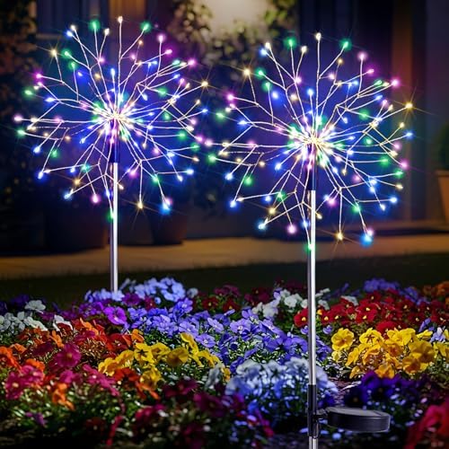 suddus Solar Garden Lights Outdoor 2Pack 150LED Firework Lights Multicolor by SUDDUS