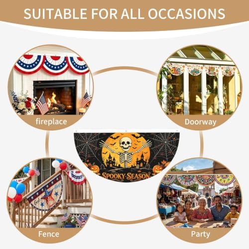 Halloween Skeleton Semicircular Hanging Decorative Bunting Flag 2pcs - Image 7