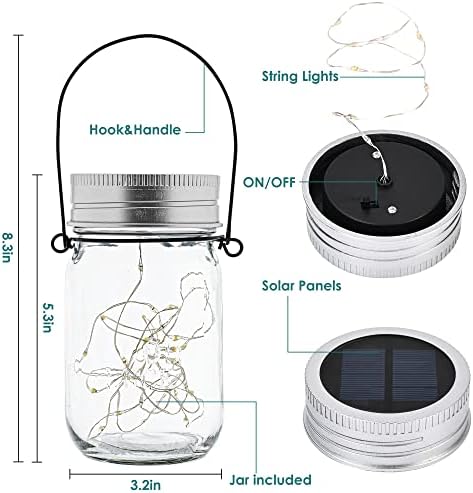 GIGALUMI Hanging Mason Jar Solar Lights, 6 Pack 30 Led Hanging Lantern - Image 5