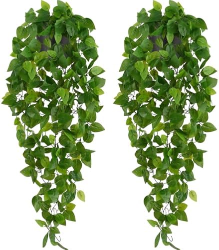 Waipfaru Fake Hanging Plants, 2Pcs Artificial Potted Plant Pothos by Waipfaru