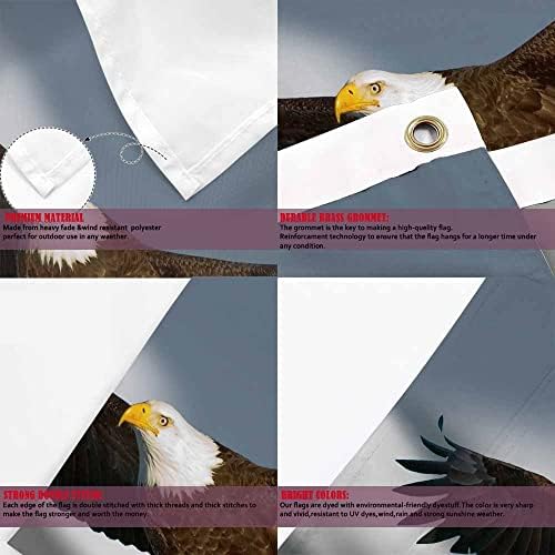 Yekiua Bald Eagle Flag 3X5 Ft Outdoor Bird Flight Against Mountain Premium Strongest Longest Lasting Flag Vivid Color With Brass Grommets - Image 4