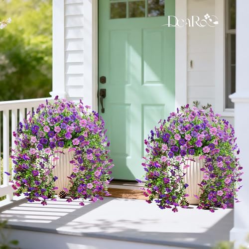 Artificial Fake Hanging Flowers for Outdoors 2PCS (Purple Deep Purple) - Image 4