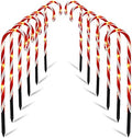 Biswing Christmas Outdoor Candy Cane Lights, 12 Pcs Christmas Pathway Markers with 72 Count Warm White Lights, Connectable for Indoor Outdoor Holiday Walkway Patio Garden Ornament by Biswing