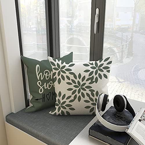 YCOLL Pillow Covers 16x16 Set of 4, Modern Sofa Throw Pillow Cover, Decorative Outdoor Linen Fabric Pillow Case for Couch Bed Car, Aqua Green - Image 3