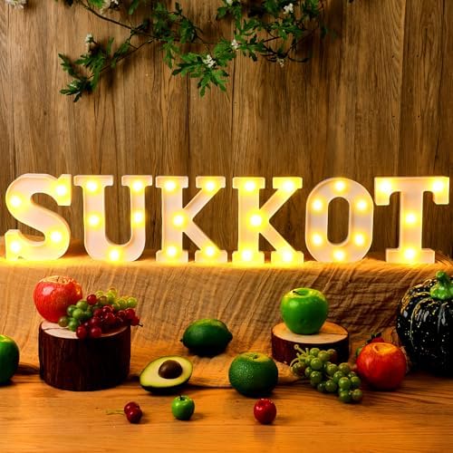 Honoson 6 Pcs Happy Sukkot Party Decoration Sukkah LED Lights Sign - Image 6