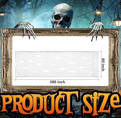 300 x 80 Inch Halloween Creepy Cloth, White Halloween Scary Spooky Cloth - Image 2