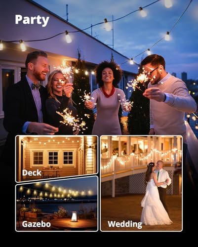 VIPAR Outdoor String Lights,100FT LED Patio Lights Waterproof 52 ST38 Bulbs - Image 7