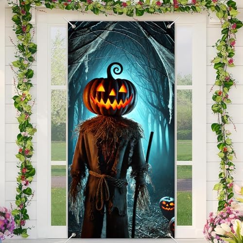 BlissYard Halloween Door Cover Scarecrow Forest 35x71 Inch Polyester by BlissYard