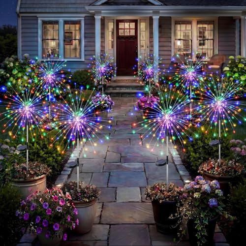 Solar Garden Lights Outdoor 8Pack,Multicolor Solar Firework Lights by Fairdeer