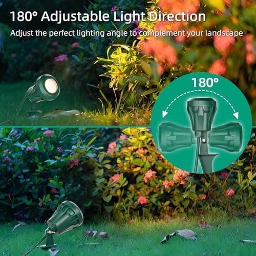 Christmas 120V LED Outdoor Spotlights, 5 Extra Lenses (RGB Purple Blue), 7.5W 800LM Waterproof Spotlight Outdoor, Plug-In Landscape Light for Yard, Halloween, Christmas, Tree Flag Light, ETL Listed - Image 6
