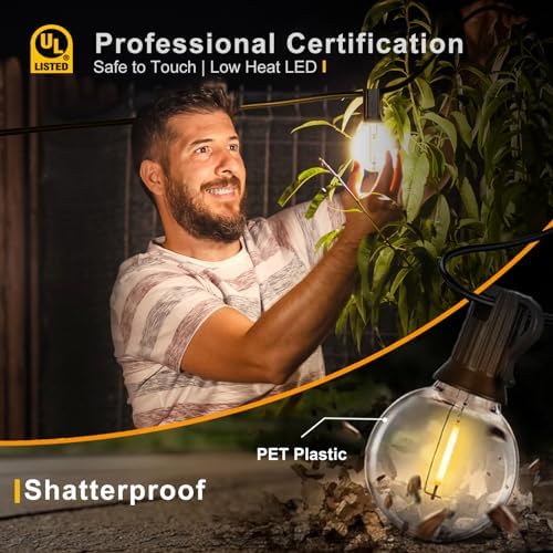 GvvooHome Outdoor String Lights 50FT, G40 LED Patio Lights with 27pcs Shatterproof Bulbs, All Weatherproof Hanging Lights for Outside Backyard Party Cafe Decor - Image 2