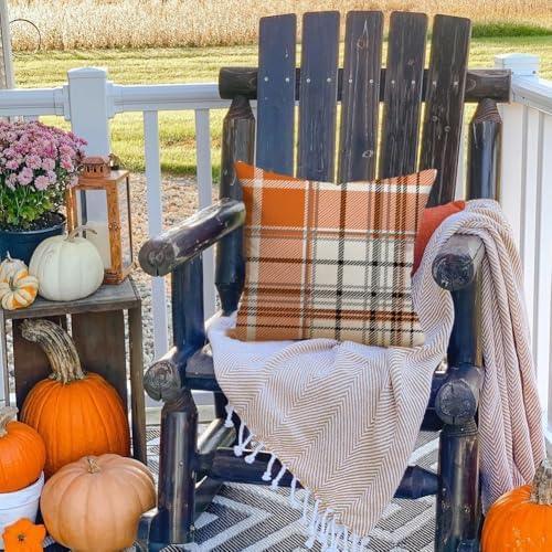 RABUSOFA Fall Pillow Covers 20x20 Tartan Plaid Fall Decorations for Home - Image 4