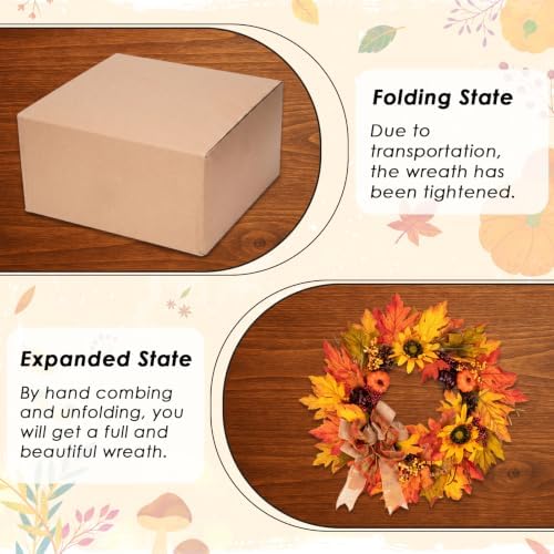Fall 6FT Garland Wreaths 24", 4 Pack, Artificial Autumn Sunflower - Image 6
