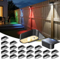 JOFIOS Solar Fence Lights Outdoor, 24 Pack Deck Lights Solar Powered, Solar Step Lights for Outside Waterproof IP44, Garden, Backyard, Patio, Railing, Pool, Stairs, 9 Fixed Colors ＆ Color Changing by JOFIOS