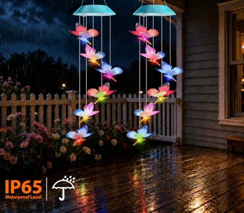 Solar Wind Chime for Ouside, Color Changing Dynamic Butterfly Wind Chimes - Image 3