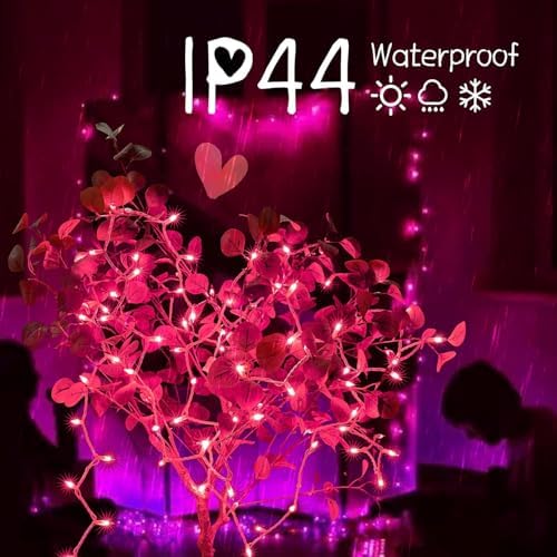 Minetom Pink Christmas Lights 100 Count 20 Feet Incandescent Bulb - Image 3