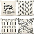 YCOLL Pillow Covers 16x16 Set of 4, Modern Sofa Throw Pillow Cover, Decorative Outdoor Linen Fabric Pillow Case for Couch Bed Car, Cream by PillowCoversExpert