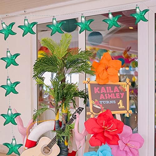Ocean Themed Starfish String Lights 8.3Ft Marine Fairy String Lights 10 LED Green Starfish Lights, Waterproof Connectable Hanging Tropical Lights for Ocean Room Patio Garden Decor, Warm White - Image 5