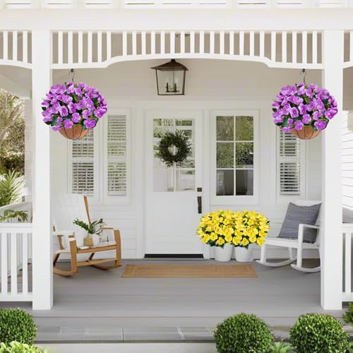 Artificial Impatiens Flowers in Pot for Outdoor 14 Inch Fake Plants - Image 5