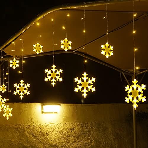 Toodour Christmas Snowflake Lights Outdoor, 17.22ft 264 LED Snowflake Icicle Lights with 22 Drops, Connectable, 8 Modes Waterproof Warm White Christmas Light for Curtain, Eaves, Window, Xmas Decor - Image 5