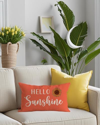 PANDICORN Hello Sunshine Throw Pillow Cover 12x20 Inch Sunflower, Orange - Image 6