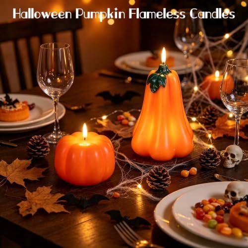 Wondise Fall Decorations Flameless Wax Pumpkin Candles with Remote Timer - Image 4