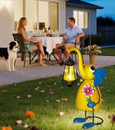 Solar Garden Lights 14.17in Metal Elephant Statue with Solar Lantern Lights - Image 7