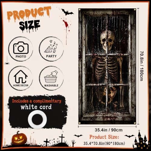 Halloween Door Cover, Fabric Front Door Porch Sign for Halloween Party - Image 2