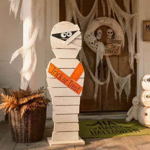 Novabright 30.2 H Halloween Mummy Porch Sign Standing Wooden Decor by Unknown