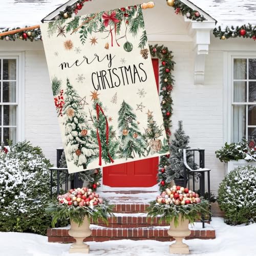 Baccessor Christmas House Flag 28x40 Inch Large Winter Pine Trees Farmhouse - Image 2