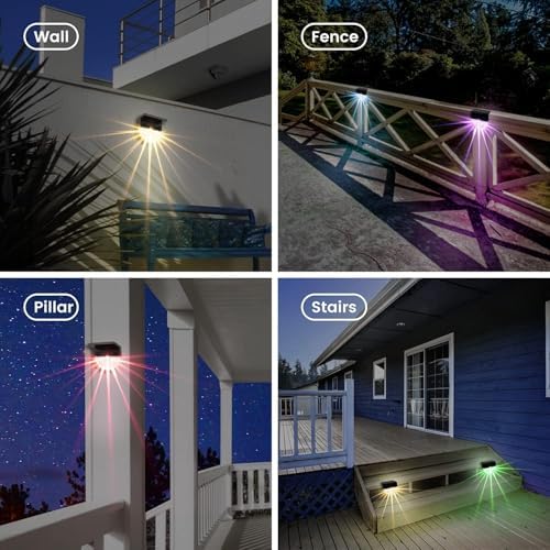 Solar Deck Lights 4 Pack Waterproof Solar Step Lights Outdoor Stair Lights Solar Fence Lights Outside Decor for Backyard Garden Deck Fences Wall Patio Steps Stairs Porch - Image 4