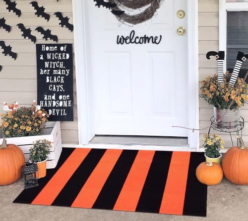 Halloween Layered Doormat 24"x35",Orange Black Front Door Mat Outdoor - Image 7