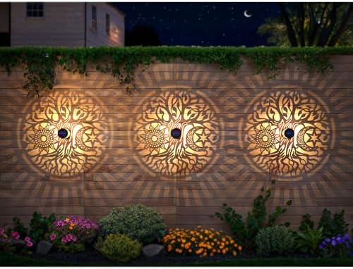 2 Pack Large Solar Fence Lights Metal Solar Powered Outdoor Wall Deck Step Lights Tree Theme Waterproof Fence Light for Garden Post Patio Backyard Yard Decor, Gardening Gifts for Women Mom Grandma - Image 6